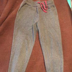 Dark grey sweatpants with red string